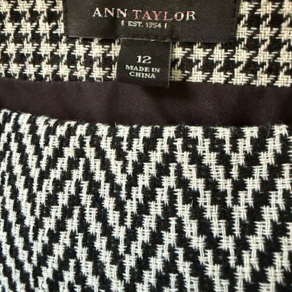 Ann Taylor Women's Black White Plaid Houndstooth Wool Blend Skirt Suit 12 NWT - Picture 16 of 16